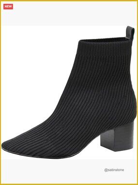 Stretch Knit Sock Booties, Memory Foam Block Heel Ankle Boots